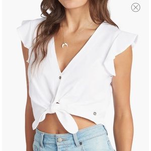 Roxy Sweeter Than This Tie Front Crop Top White